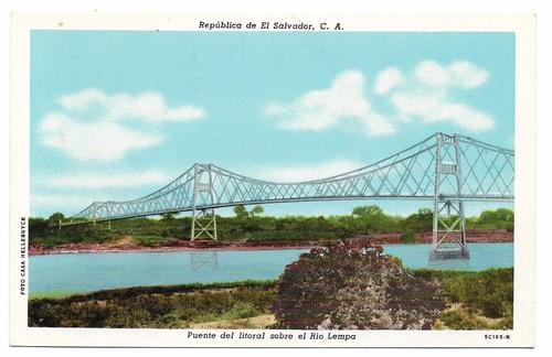 EL SALVADOR "PUENTE DE ORO" LEMPA RIVER OLD POSTCARD