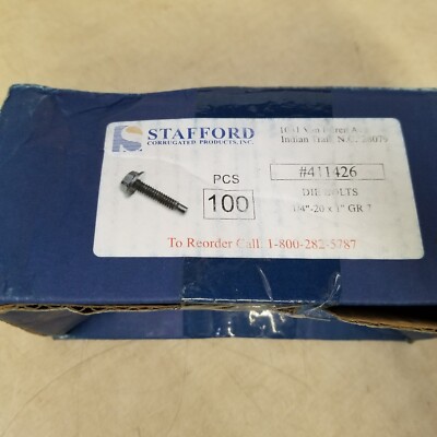 Lot Of 100 Stafford 411426 Die Bolts 1/4
