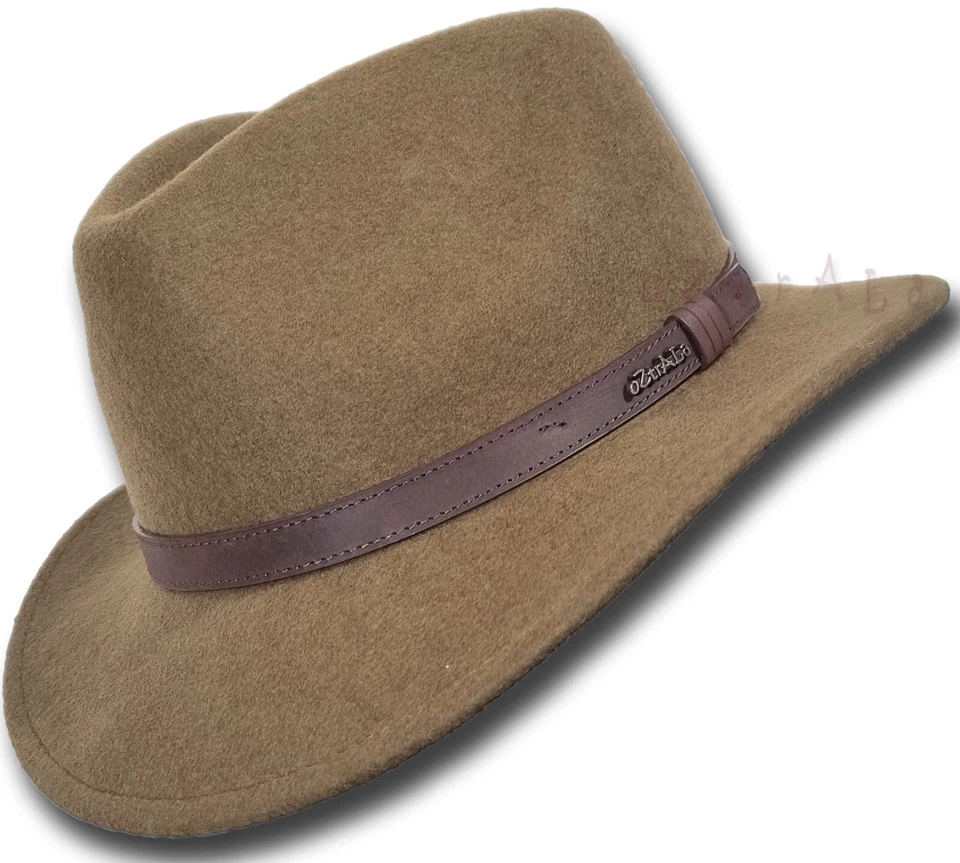 【oZtrALa】AUSTRALIAN Wool Felt HAT Outback Vintage Fedora Men Leather Band Cowboy - Image 4 of 4