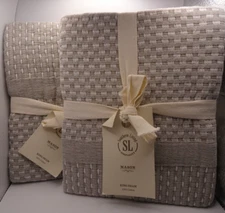 Pair Southern Living Simplicity Mason Quilted Taupe & Beige KING SHAM Pillow