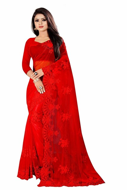 red net party wear saree