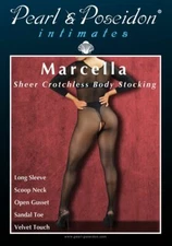 Marcella - Crotchless Sheer Long Sleeve Bodystocking with Matte Finish