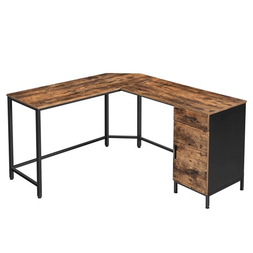 L-förmiger Computertisch, Eckschreibtisch, Bürotisch mit Schrank und Schublade - Bild 5 von 7