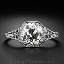 2Ct White Round Cut CZ Retro Style Filigree Engagement Wedding Ring 925 Silver