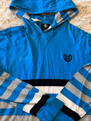 Camisa con capucha Track 23 para hombre talla 2XL azul a rayas - Imagen 2 de 2