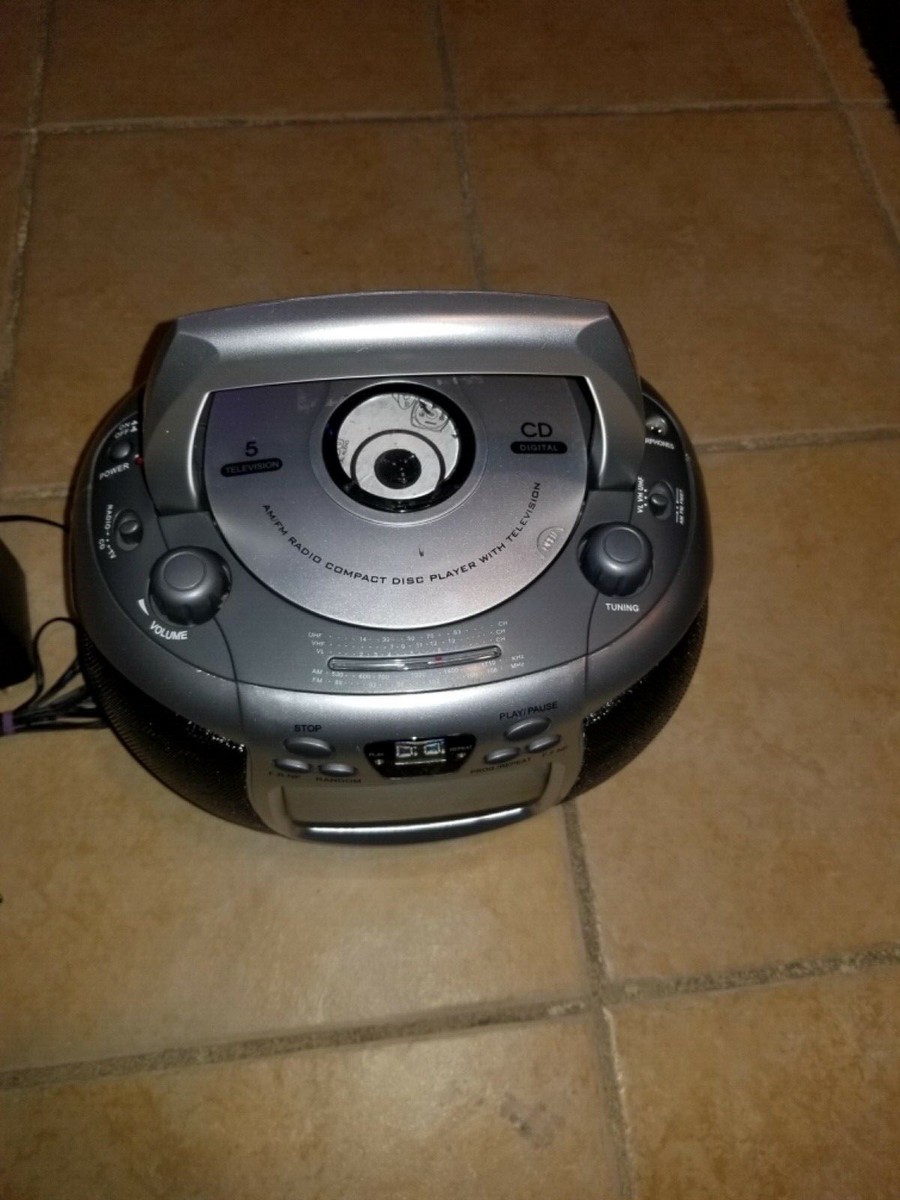 Memorex Black & White 5”TV AM/FM Stereo Radio CD Player Portable