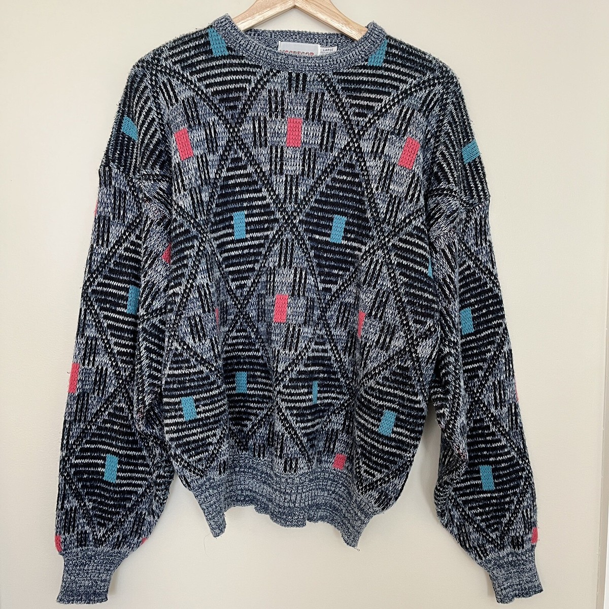 McGregor Sweater Mens Large Geometric 90s 80s Cosby USA Hip McGregor Sweater Mens Large Geometric 90s 80s Cosby USA Hip