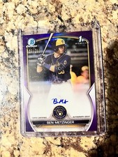 2023 BOWMAN CHROME Ben Metzinger 1ST BOWMAN AUTO Purple REFRACTOR /250 Brewers