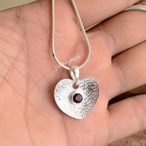 Pendentif Femme En Argent 925, Pierres Naturelles Améthyste Et Grenat, Forme Larme, Fait Main