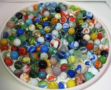 210 Machine Made 5/8" or- Marbles Swirls Patches Corkscrew Banana Catseyes
