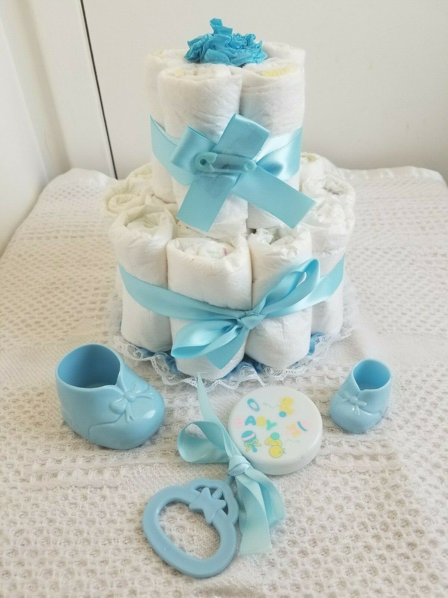 Tier Mini Diaper Cake Baby Shower Gift Centerpiece Boy Girl Unisex