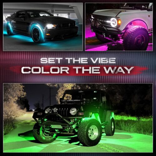 4PC Wheel Well LED Lighting Strips 24" Bluetooth APP+ Remote for Truck SUV Car - Picture 8 of 12