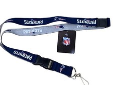 New England Patriots Two Tone Navy  Gray Lanyard Keychain Badge Holder