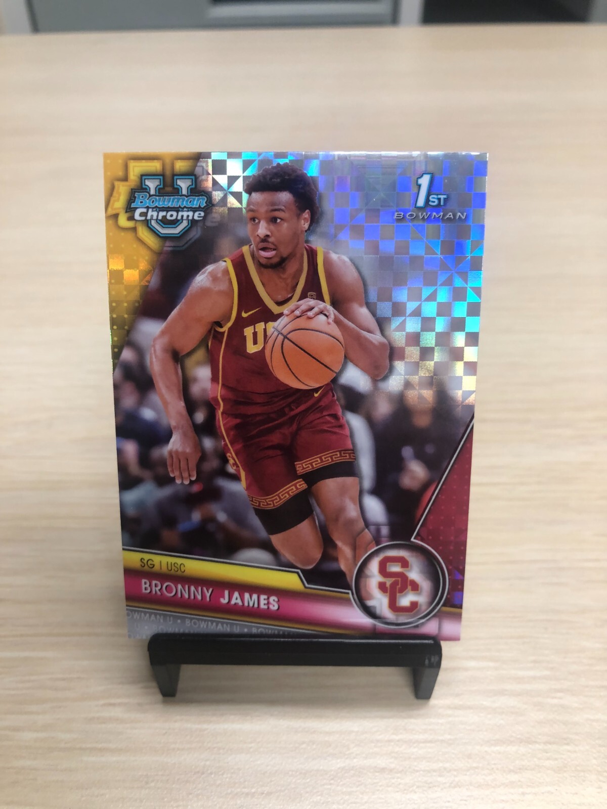 2023-24 Bowman University U Chrome Basketball #95 RC Bronny James 1st X-FRACTOR