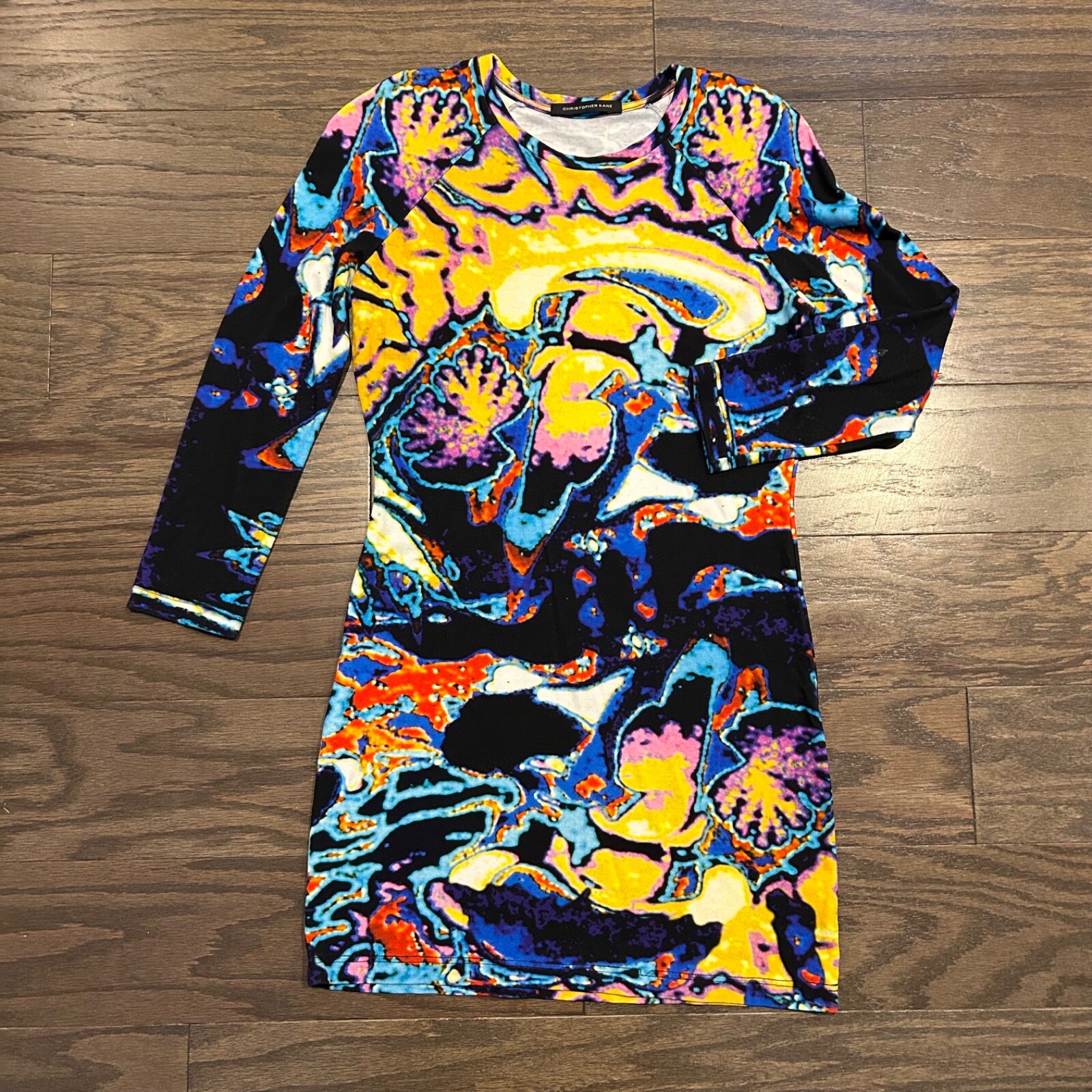 Christopher Kane Multicolor Printed 3/4 Sleeve Mi… - image 1