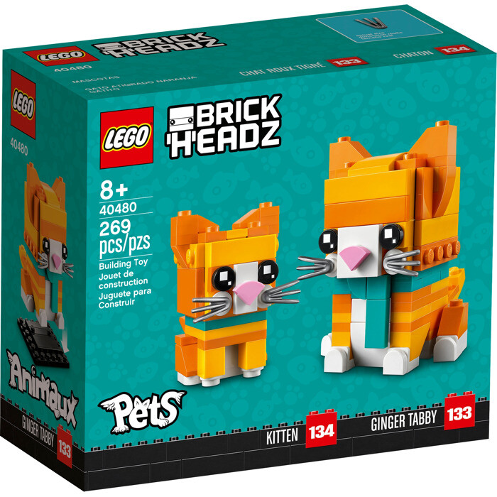 猫さん LEGO Brickheadz Pets Ginger Tabby Cat With Kitten 40480