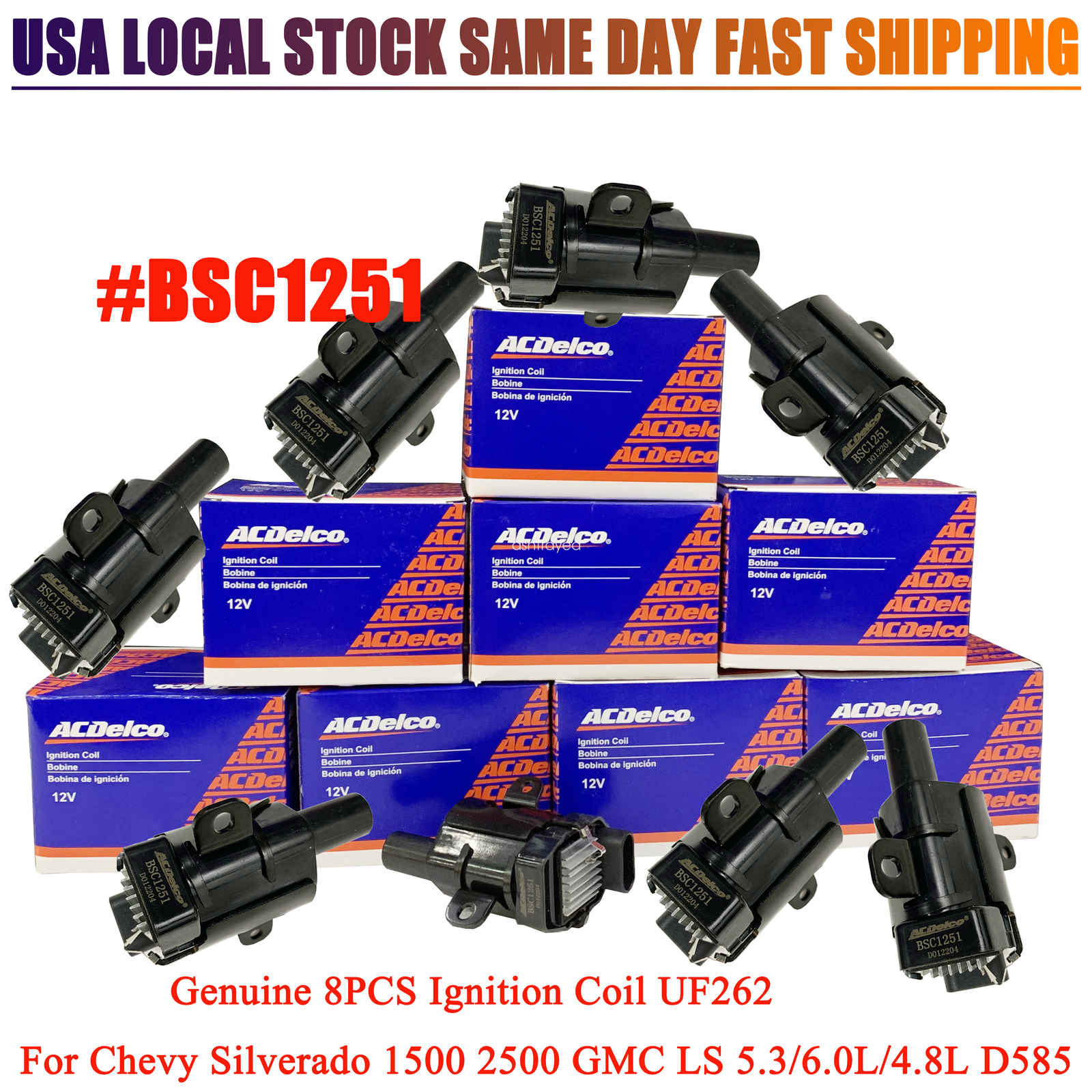 High-Performance 8PCS Ignition Coils for Chevrolet G/M 5.3L 6.0L 4.8L BSC1251 D585 UF262
