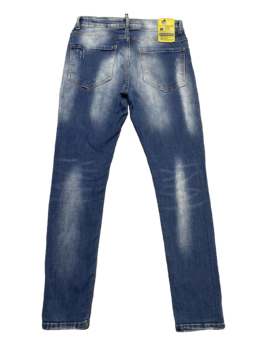 DSQUARED2 MENS SKATER JEANS SLIM FIT VINTAGE MADE IN ITALY BLUE 