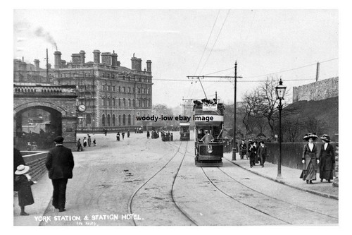 pt0497 - Straßenbahn von York Station & Station Hotel, Yorkshire - Druck 6x4