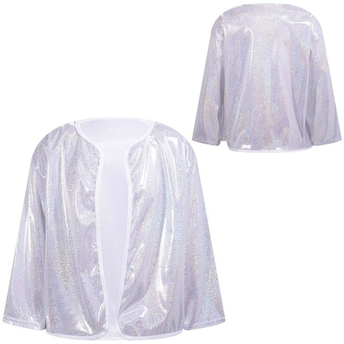 Kids Girls Shrug Long Sleeve Outerwear Sparkle Cardigan Glittery Costume Dance - Picture 51 of 91