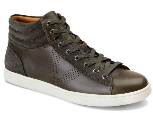 Zapatilla deportiva Vionic de caña alta para hombre 8 Malcom gris cuero verde oliva nueva