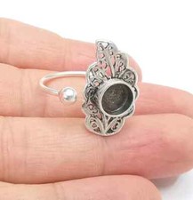 Leaf Leaves Silver Ring Setting Blank Cabochon Mounting Adjustable Ring Base