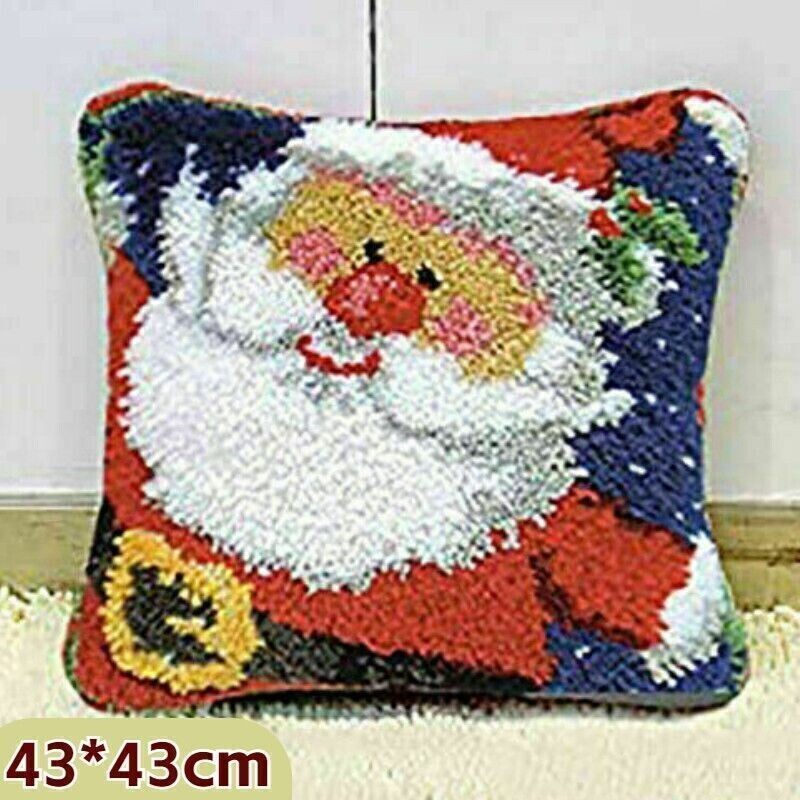 Latch Hook Rug Kits DIY Crochet Yarn Cushion for Xmas Latch Hooking
