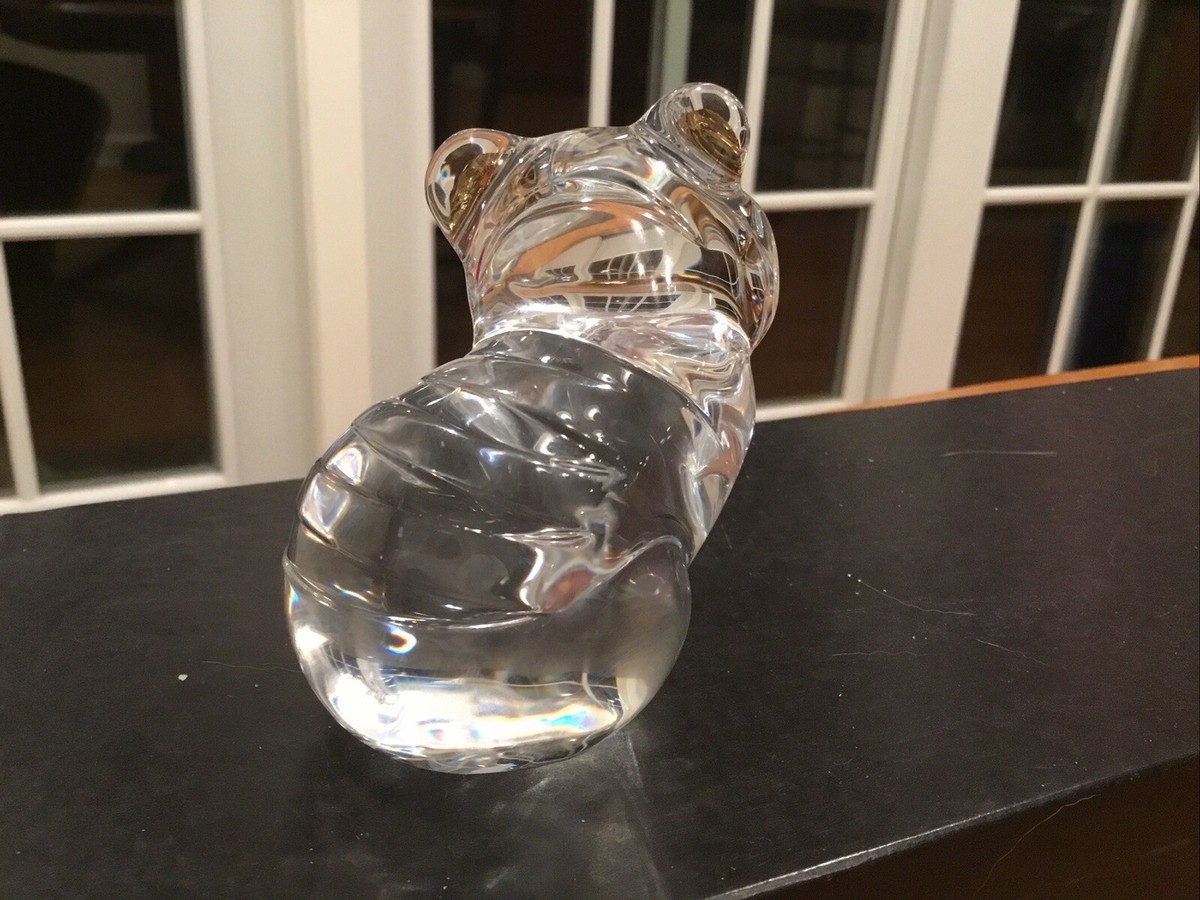 Baccarat Minimals Tiger in Clear Crystal with Gold Eyes Mint In