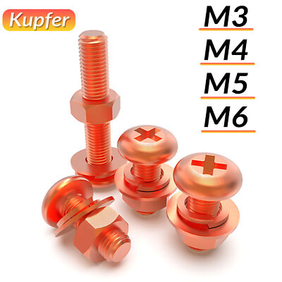 Kupfer Linsenschrauben Rundkopf Linsenkopf Kreuzschlitz M3 M4 M5 M6 Schrauben