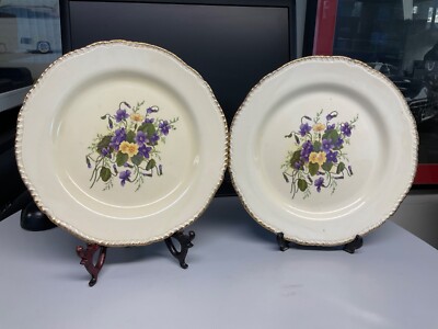 Ridgway Teller Teller Primel Blumen Essteller x 2 10 Zoll