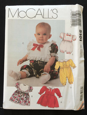 VTG McCall's Infant Baby Dress Jumpsuit Romper Pattern 1990 All Sizes ...