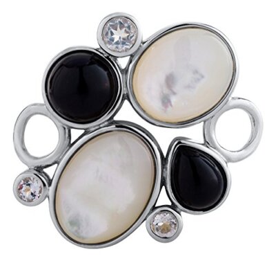 Sterling Silver Mother of Pearl and Black Agate Clasp for Lestage Bracelet