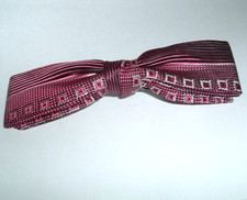 Men's Clip On Bow Tie Purple and Black Silk Stripes NWT