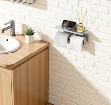   Stainless Steel Wall Mounted Double Post Toilet Paper Holder  Shelf Storage