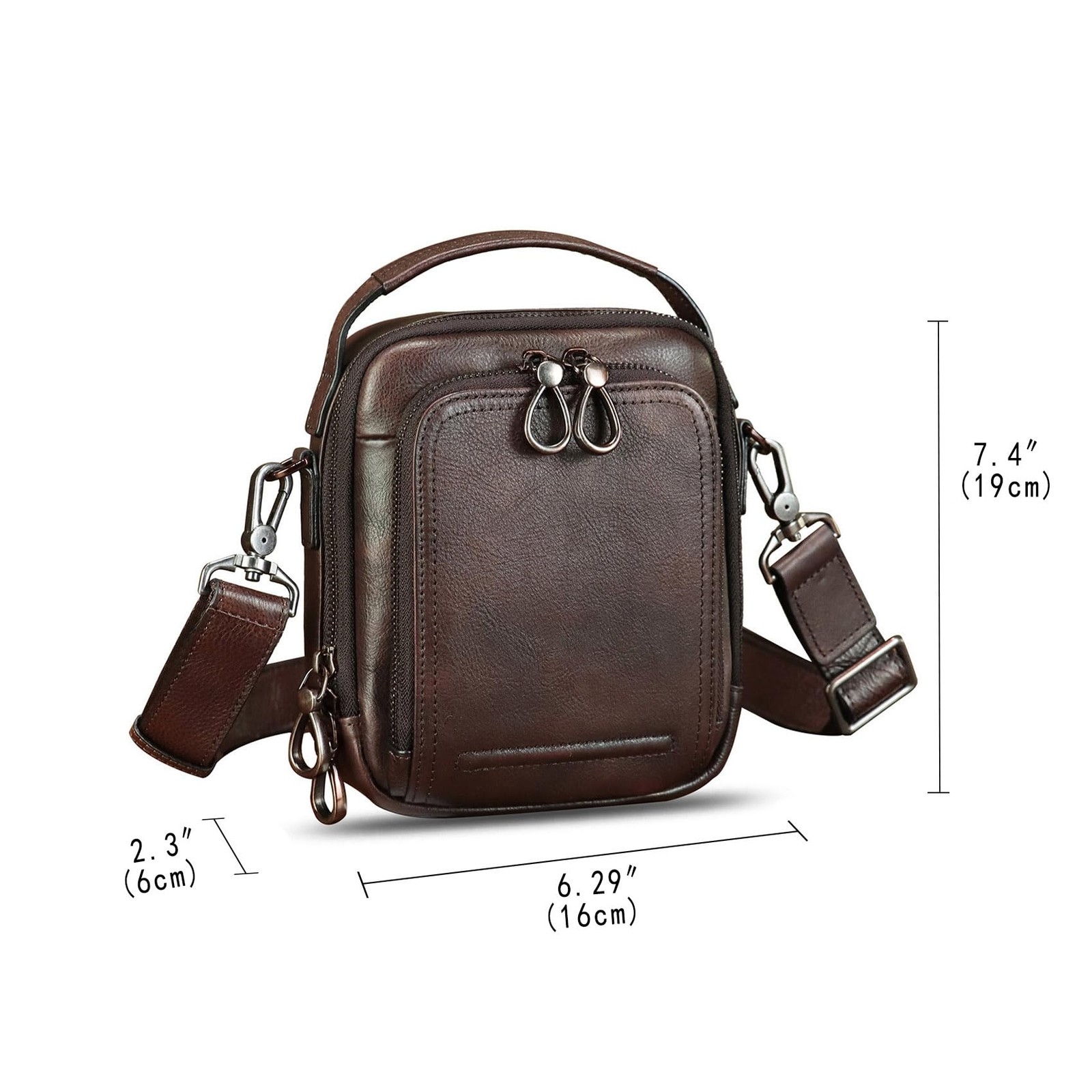 Genuine Leather Messenger Bag for Men Small Sling Purse Crossbody Shoulder Ba...