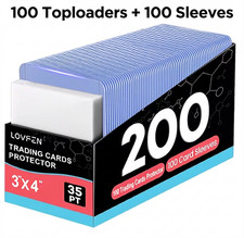 100 Lovfen 3x4 Standard Top Loaders Soft Penny Sleeves Card Holder Bundle Case