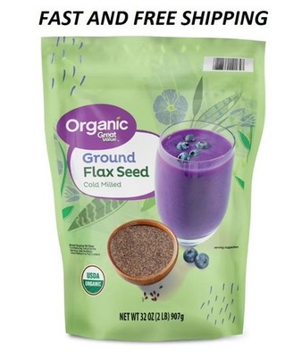 Organic Ground Flax Seed, 32 oz (907g)   USDA Certified, Allergen-Free