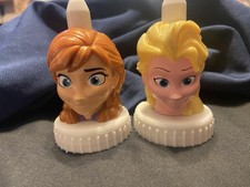 Lot Of 2. Good 2 Grow Frozen Elsa  Anna Princesses Disney. Juice Bottle Toppers