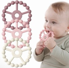 3 Pack Ring Teether Baby Infant Toys, Baby Essentials, Silicone Teething Ring To