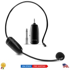 Rechargeable Wireless Headset Microphone - 160ft Range, Ideal for Professionals