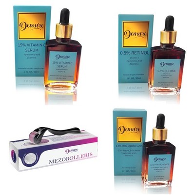 Demure Set Derma roller + Gesichtsserum - Vitamin C, Retinol, Hyaluronsäure NEU