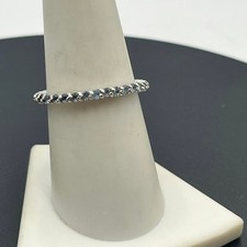 Sterling Silver Aquamarine Eternity - 1.7g Genuine Gemstone Band Ring Size 8