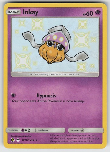 Inkay SV17/SV94 Shiny Rare Hidden Fates Shiny Vault Pokemon Holo Near Mint