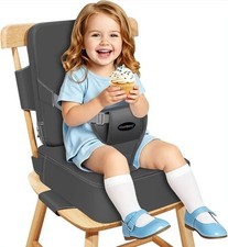 YONTINY Toddler Booster Seat for Kitchen Chair with Removable Cushion Dark Grey