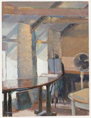 Pauline Plummer (b.1933) - 2001 Öl, Künstler Im Atelier.