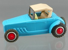 Vintage 1960's MARX Tin Litho Metal Friction 7" Blue Hot Rod Jalopy Roadster USA