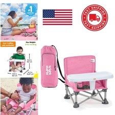 Multi Use Toddler Booster Seat with Safety Harness and Storage Pocket Pink Color