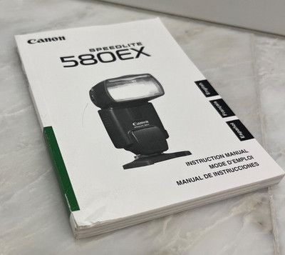 Canon 580EX II Speedlite Flash Instruction Manual / User Guide (3 Languages)