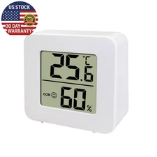 White Humidity Meter Sensor Gauge Living Room LCD Digital Thermometer Hygrometer