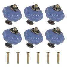 6 Packs Ceramic Knobs, Pumpkin Ceramic Cabinet Drawer Knobs, Violet Blue